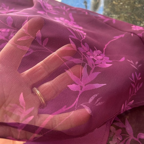 Vintage City Triangles floral sheer maxi dress. Whimsigoth. Vampy. Y2k. Purple - Picture 13 of 13